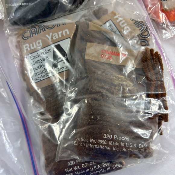 Mixed Rug Yarn Lot Precut Latch Hook Caron Red Heart Orange Green White Black - Picture 5 of 8